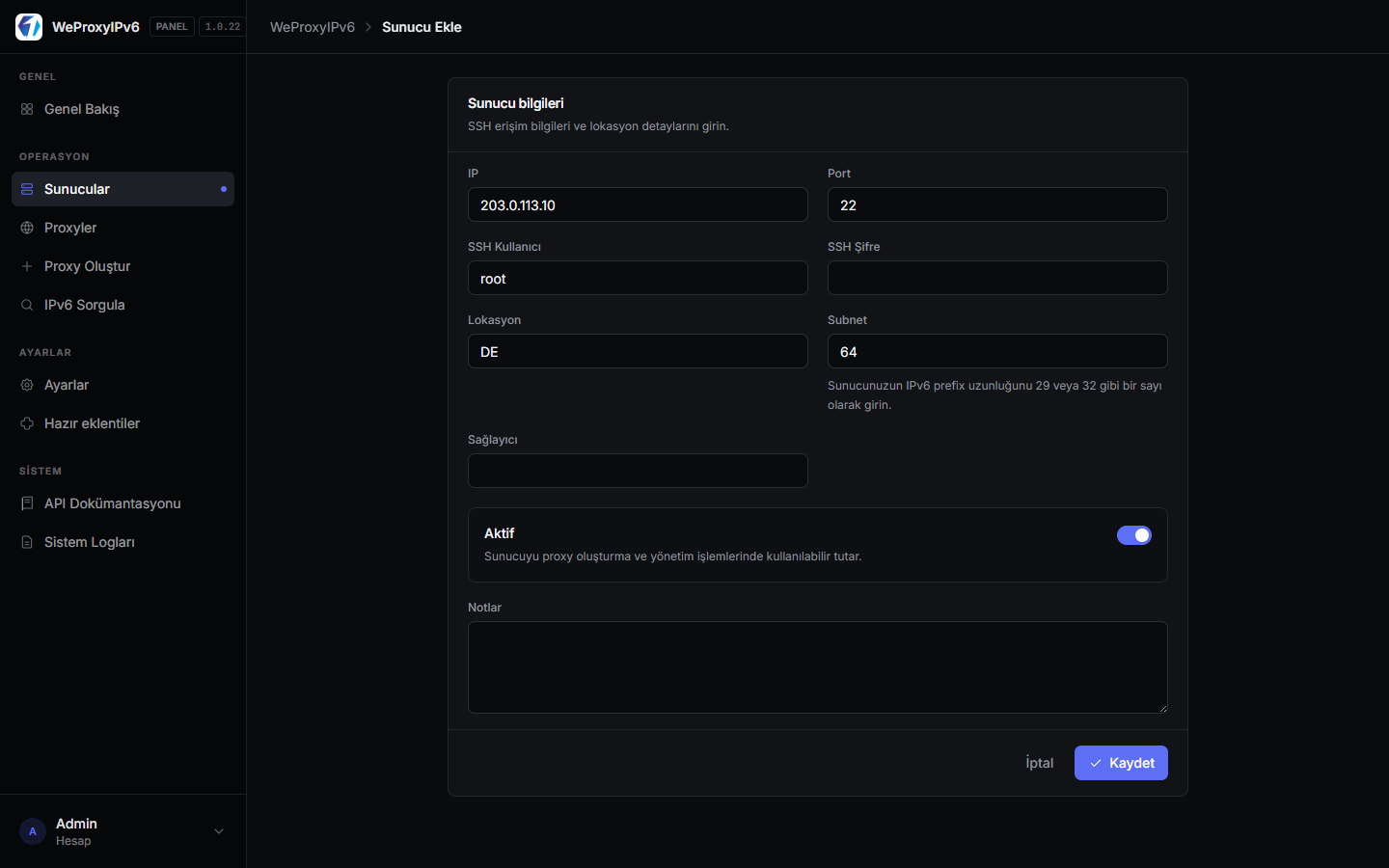 Adding a server formu
