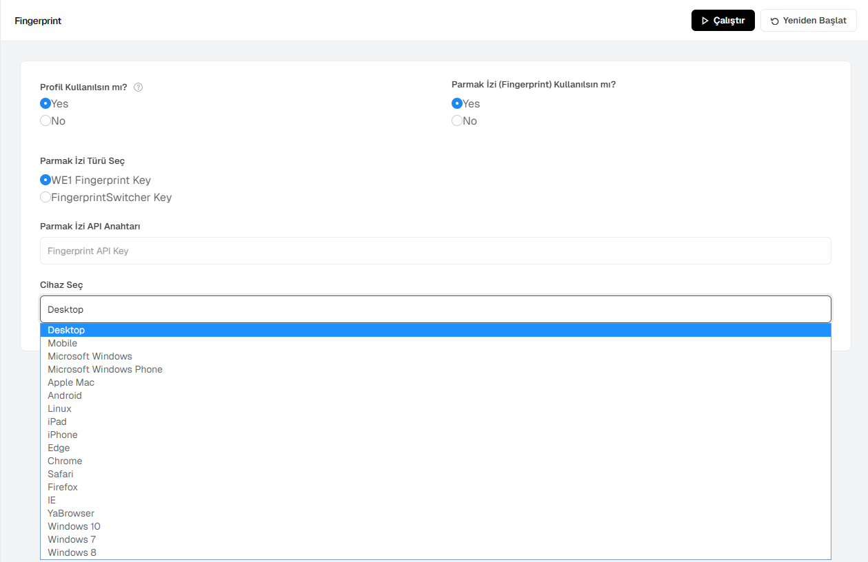 weGetCookies fingerprint ve proxy