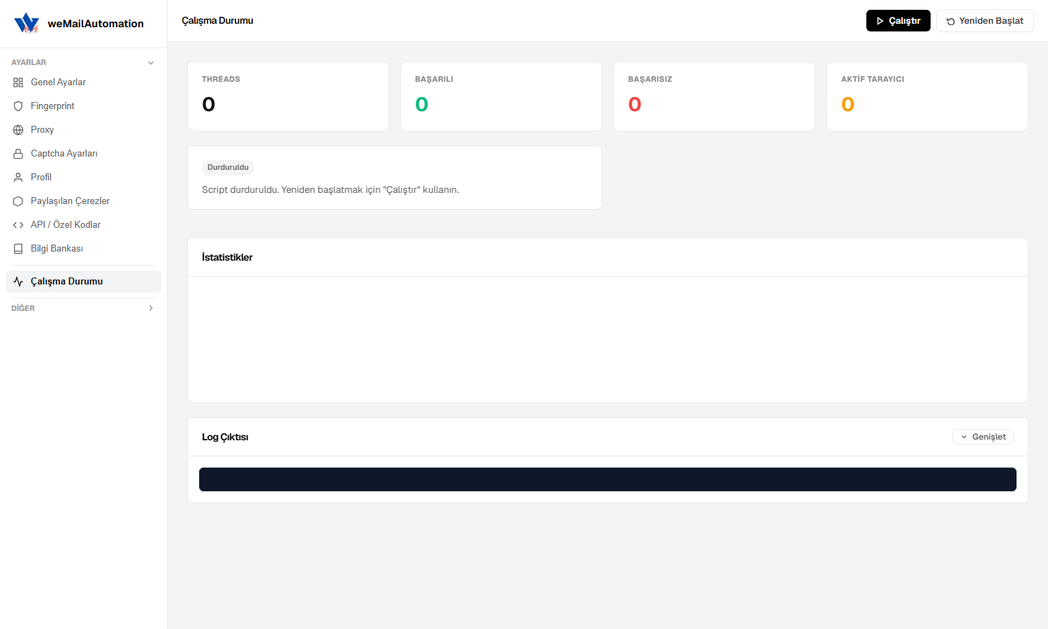 weMailAutomation Çalışma Durumu — metrikler ve log