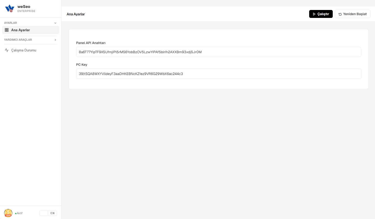 Panel connection settings in weSeo software